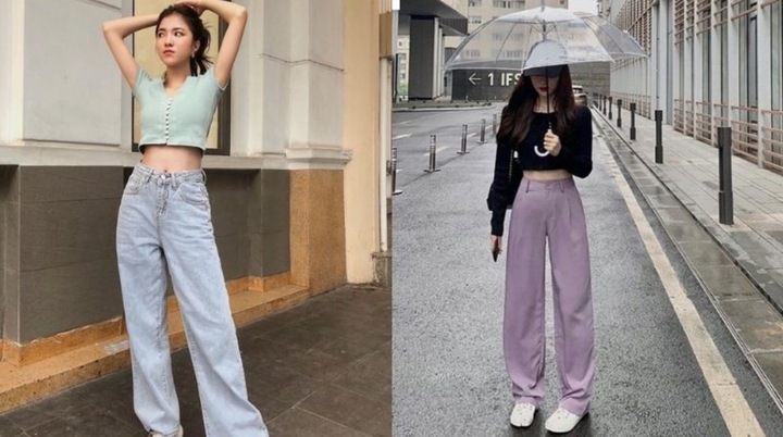 Quần ống rộng kết hợp với áo croptop sẽ thu hút ánh nhìn của mọi người bởi cách lên đồ này vừa giúp khoe eo thon lại còn khiến chân trông dài hơn. Đây cũng là kiểu phối đồ được các nàng ưu tiên vào những ngày thời tiết nóng nực.