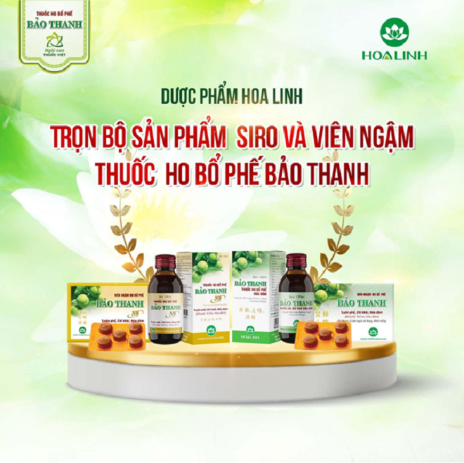 Trọn bộ sản phẩm siro và viên ngậm Thuốc ho bổ phế Bảo Thanh.