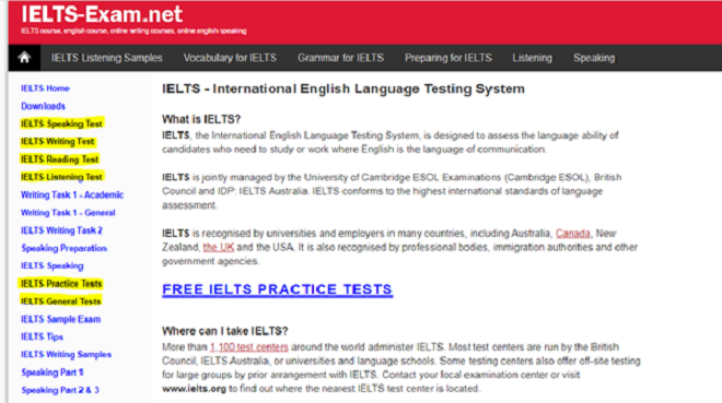 IELTS Exam.