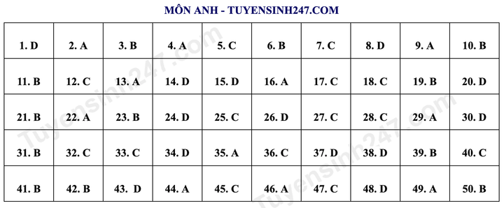Gợi ý đáp án đề tham khảo môn tiếng Anh thi tốt nghiệp THPT 2024