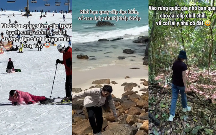 Trend "nhờ bạn quay clip và cái kết" đầy hài hước của dân mạng. (Ảnh chụp màn hình)