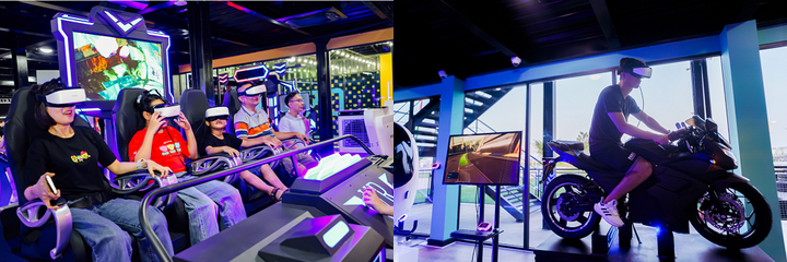 Các bạn trẻ đắm chìm trong thế giới tương tác thực tế ảo.