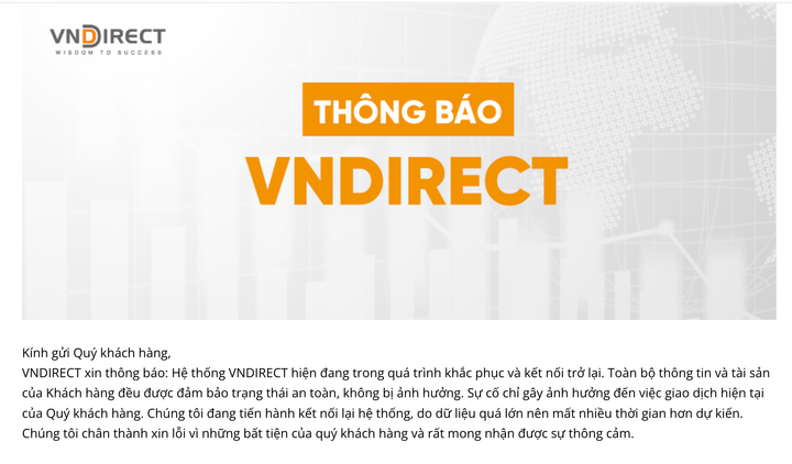 Thông báo sáng 26/3 của VNDirect. (Ảnh chụp màn hình).