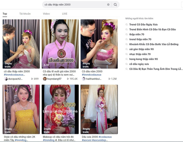 Trend biến hình thành cô dâu thập niên 2000 gây sốt mạng. (Ảnh chụp màn hình)