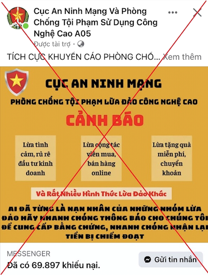 Công an TP Hà Nội cảnh báo người dân cảnh giác trước các tài khoản giả danh Cục An ninh mạng và phòng, chống tội phạm sử dụng công nghệ cao.