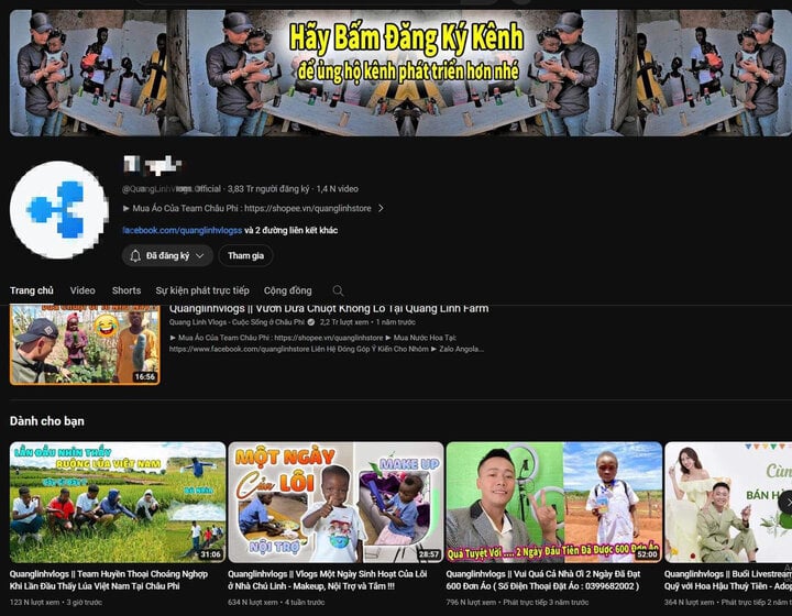 Kênh Youtube Quang Linh Vlog bị hack và đổi tên vào tối 4/3.