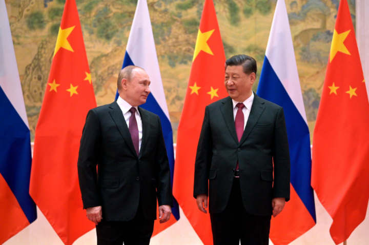 Tổng thống Nga Putin và Chủ tịch Trung Quốc Tập Cận Bình tại cuộc gặp ở Bắc Kinh, Trung Quốc. (Ảnh: Tân Hoa Xã)