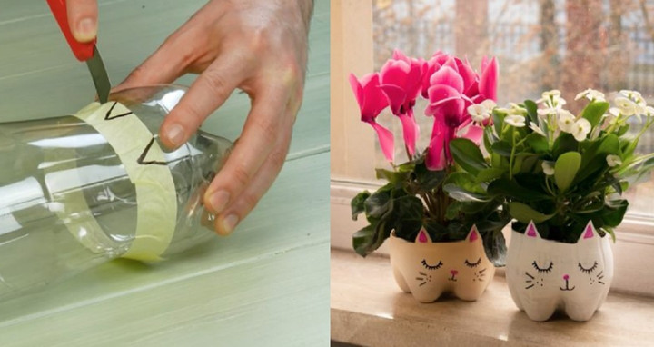 Khéo léo biến chai nhựa rỗng thành những vật dụng hữu ích và đẹp mắt như chậu hoa (Ảnh: Cleverly.me)