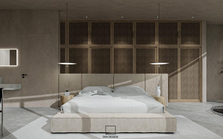 Căn biệt thự có nội thất tối giản với gam màu xám chủ đạo. Thiết kế tối giản đem lại vẻ đẹp hiện đại, thanh thoát cho tổng thể ngôi nhà.