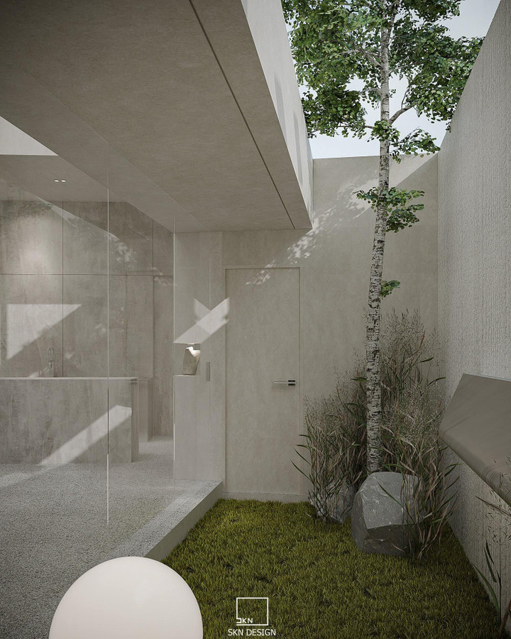 Midu cũng dành những khoảng sân nhỏ trồng cây để tạo điểm nhấn xanh, làm tăng sinh khí cho căn biệt thự.