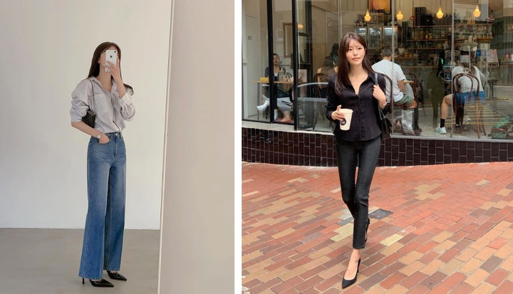 Sự xuất hiện của đôi giày mũi nhọn sẽ tăng vẻ sang chảnh cho tổng thể trang phục.