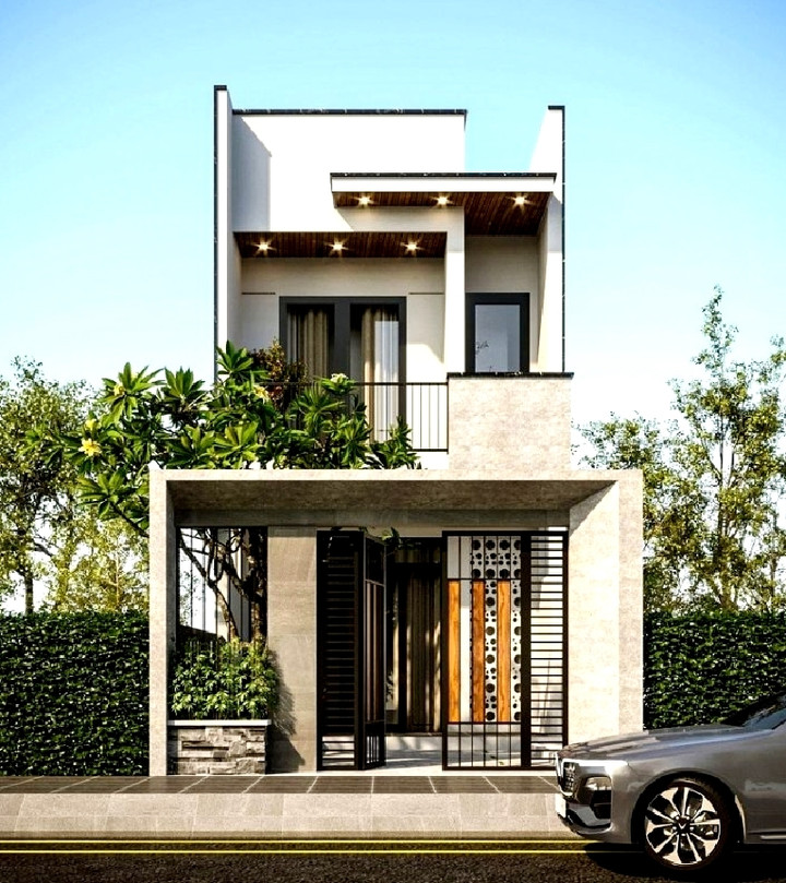Mẫu nhà 2 tầng mặt tiền 5m được xây dựng với phong cách hiện đại. (Ảnh minh họa: Vinavic)