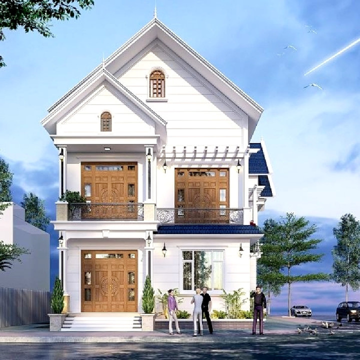 Mẫu nhà 2 tầng được thiết kế mái Thái đẹp, sang trọng. (Ảnh minh họa: Vinavic)