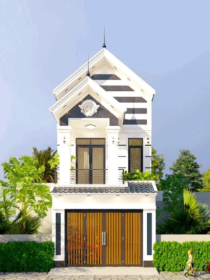 Mẫu nhà 2 tầng mặt tiền 5m được thiết kế với phong cách đơn giản. (Ảnh minh họa: Vinavic)