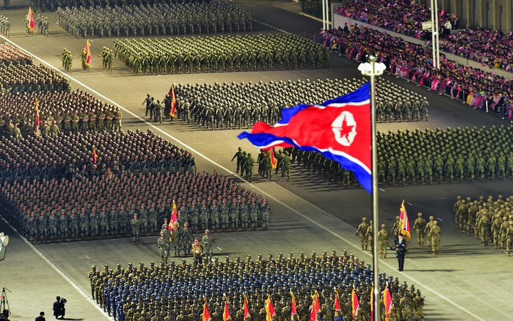 Các đơn vị tham gia duyệt binh kỷ niệm 90 năm ngày thành lập Quân đội Nhân dân Triều Tiên, tháng 4/2022.