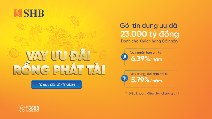 SHB dành 23.000 tỷ đồng tín dụng cho các gói vay khác nhau phục vụ khách hàng cá nhân.