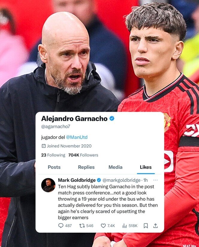 Garnacho liked the post criticizing Ten Hag.