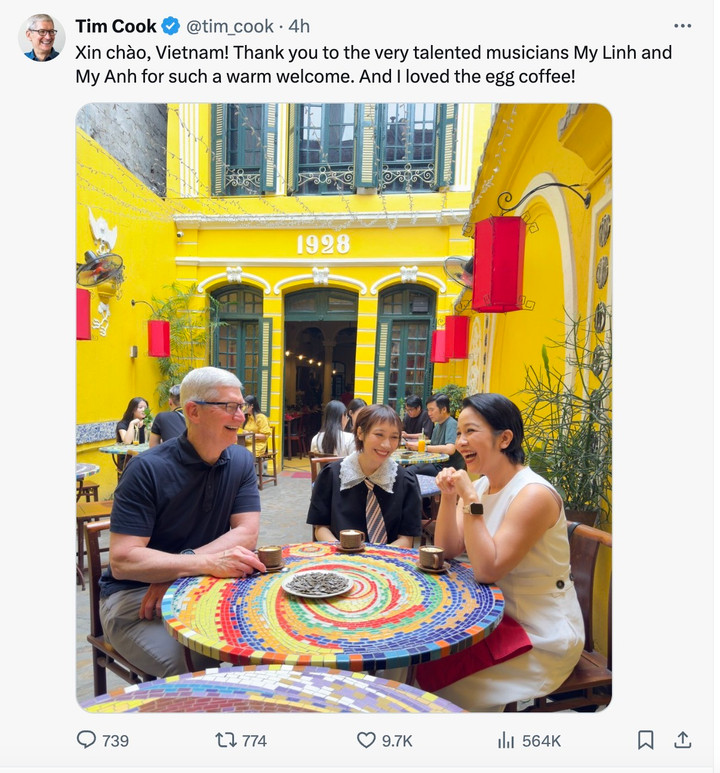 Nhân viên nhà hàng bất ngờ, phấn khích khi Tim Cook xuất hiện - 第3张