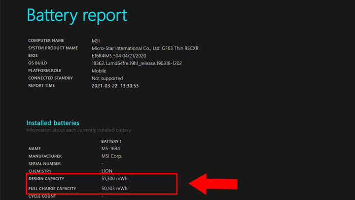 Cách kiểm tra xem độ chai pin trên laptop Win 10 - 4