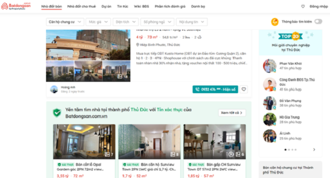 Tính năng Tin đăng xác thực và Môi giới chuyên nghiệp giúp người dùng yên tâm hơn khi giao dịch.