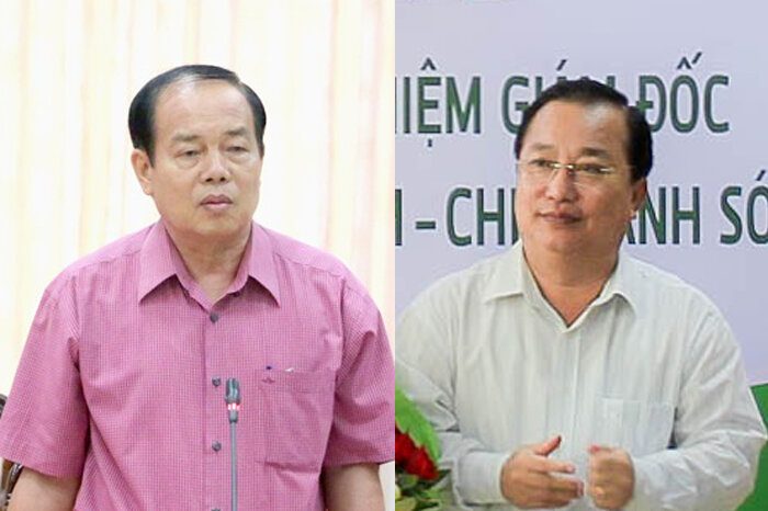 Ông Vương Bình Thạnh, nguyên Chủ tịch UBND tỉnh An Giang (trái) và ông Trần Văn Chuyện, nguyên Chủ tịch UBND tỉnh Sóc Trăng.
