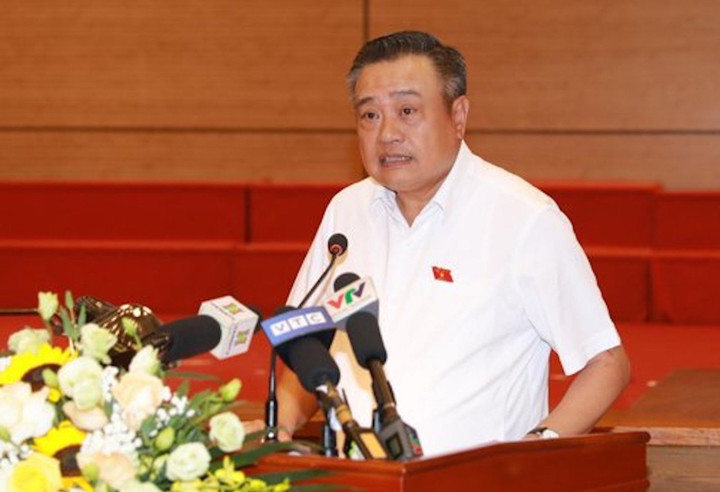 Chủ tịch UBND TP Hà Nội Trần Sỹ Thanh phát biểu tại hội nghị.