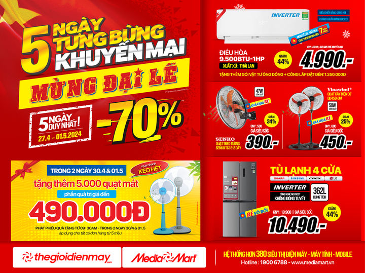 Siêu thị điện máy ưu đãi 'khủng' kích cầu mua sắm dịp nghỉ lễ 30/4 và 1/5 - 1