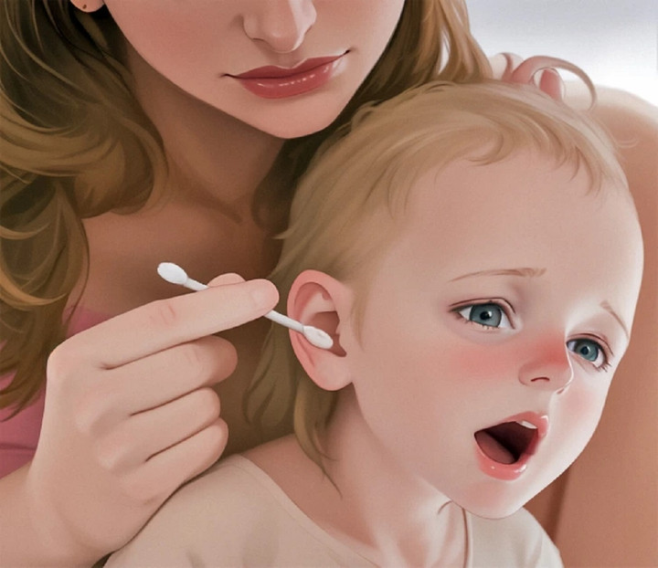 Cha mẹ không nên dùng tăm bông lấy ráy tai cho trẻ.