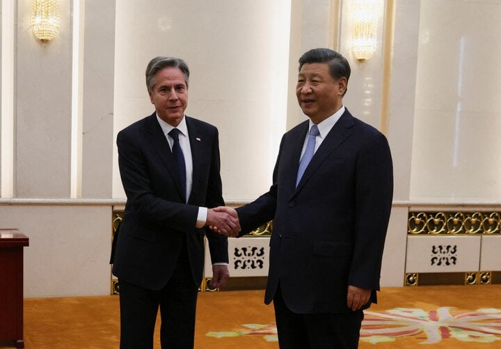 Ngoại trưởng Mỹ Antony Blinken hội kiến Chủ tịch Trung Quốc Tập Cận Bình hôm 26/4, kết thúc chuyến làm việc 3 ngày đến nước này. (Ảnh: ABC)