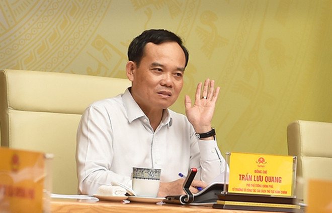 Phó Thủ tướng Trần Lưu Quang phát biểu tại phiên họp lần thứ tư của Tổ công tác về cải cách thủ tục hành chính của Thủ tướng Chính phủ. (Ảnh: VGP/Hải Minh)