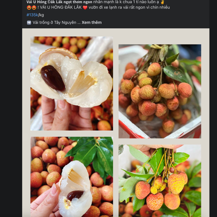 Chợ mạng rao bán vải u hồng và rất hút khách. (Ảnh chụp màn hình)