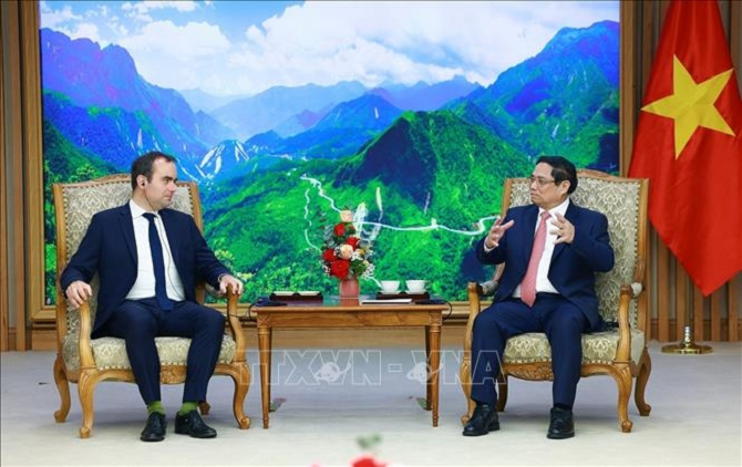Thủ tướng khẳng định Việt Nam luôn coi trọng quan hệ Đối tác Chiến lược với Pháp. (Ảnh TTXVN)