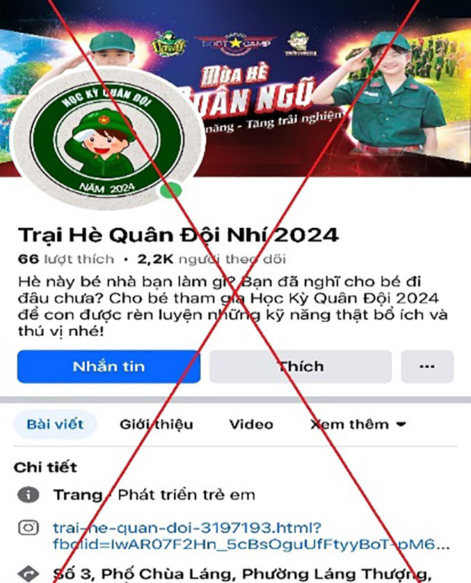 Cảnh giác khi tìm hiểu các trang đăng ký trại hè có dấu hiệu lừa đảo. (Ảnh: Công an TP Hà Nội)