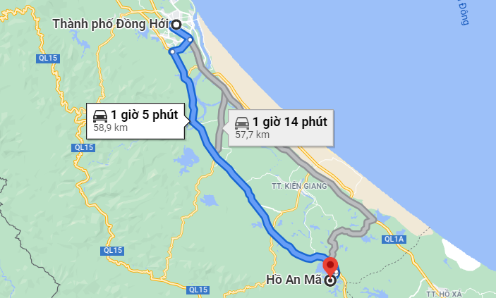 Hồ An Mã cách trung tâm thành phố Đồng Hới vào gần 60 km.