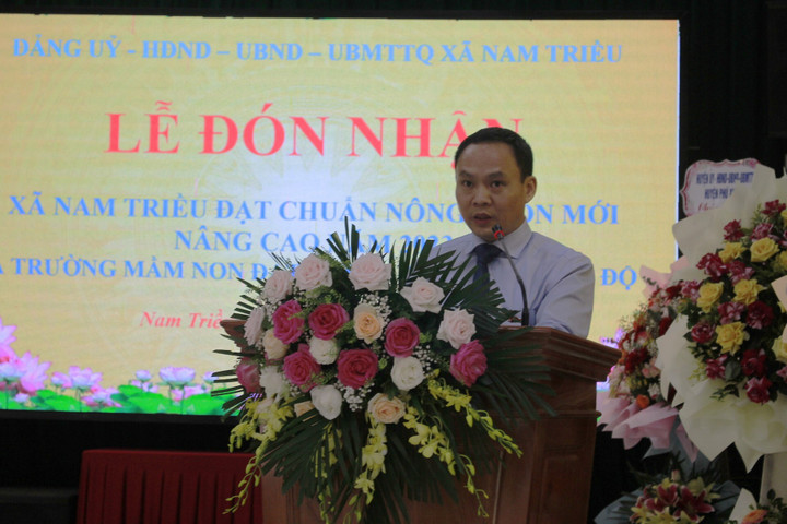 Ông Lê Văn Bính, Chủ tịch UBND huyện Phú Xuyên phát biểu tại buổi lễ.