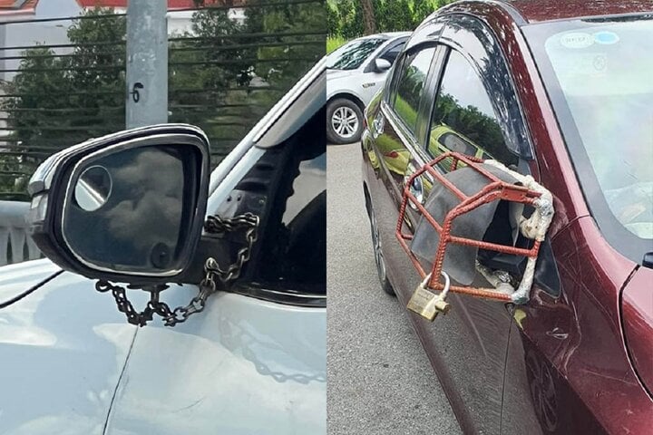 Nhiều tài xế dùng nhiều cách để bảo vệ gương ô tô. (Ảnh minh họa).
