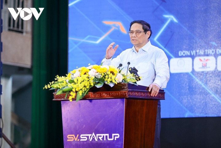 Thủ tướng Phạm Minh Chính phát biểu tại ngày hội khởi nghiệp quốc gia của học sinh sinh viên lần thứ 6.