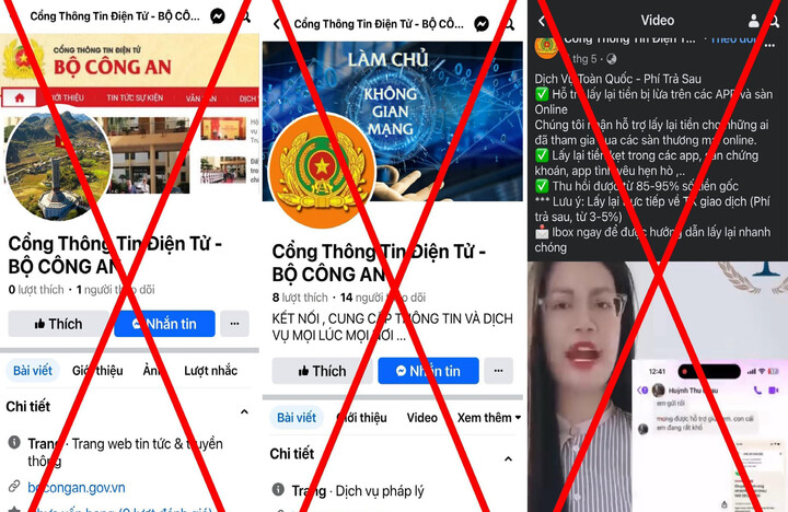 Các trang mạo danh Cổng thông tin điện tử Bộ Công an.