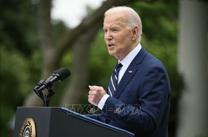 Tổng thống Mỹ Joe Biden phát biểu tại Nhà Trắng ngày 14/5/2024. (Ảnh: AFP/TTXVN)