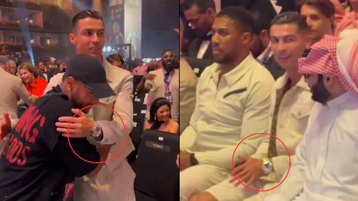 Ronaldo wore a long-sleeved shirt and only revealed his expensive watch for a few moments.