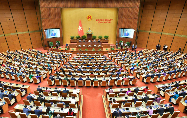 Toàn cảnh kỳ họp thứ 7, Quốc hội Khóa XV chiều 20/5. (Ảnh: quochoi.vn)