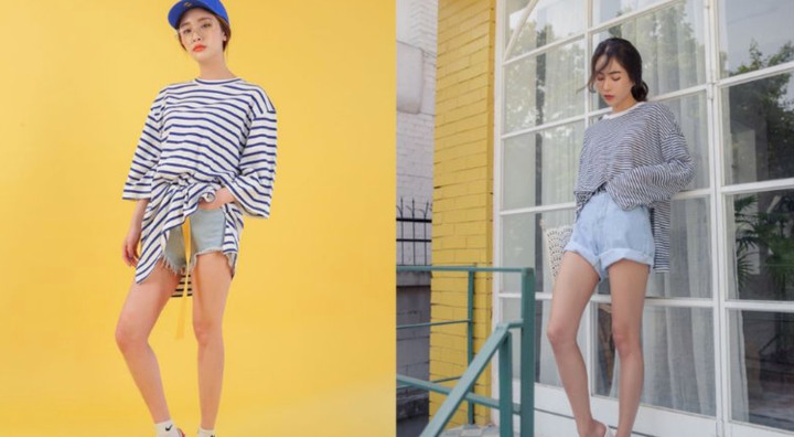 Những chiếc áo thun dài tay, dáng hơi rộng kết hợp cùng quần shorts sẽ giúp nàng thêm cá tính, sành điệu.
