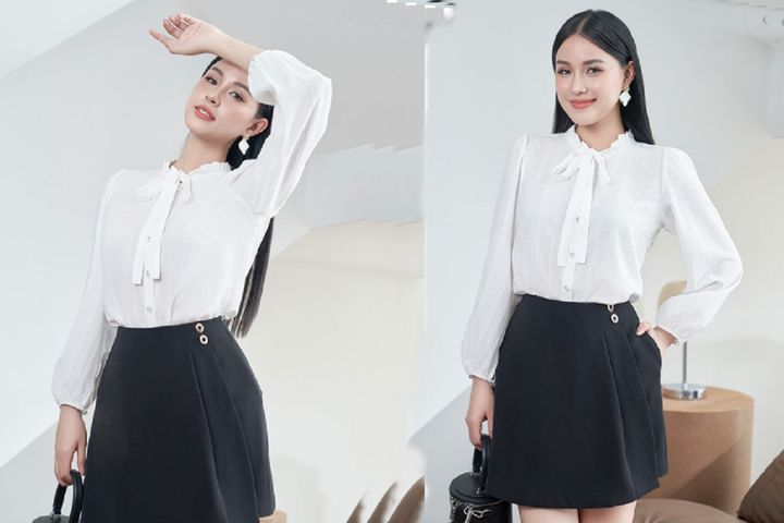 Nhắc đến thời trang công sở hiện đại và linh hoạt cho các quý cô thoải mái biến hóa trong ngày hè thì không thể không nhắc tới những chiếc sơ mi. Bạn có thể diện sơ mi cổ cách điệu cùng chân váy, quần tây... đều tạo ra phong cách chỉn chu, thanh lịch.