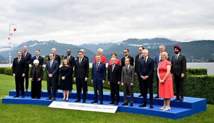 Các bộ trưởng tài chính G7 tại Hội nghị Bộ trưởng Tài chính G7 hôm 24/5. (Ảnh: AFP)