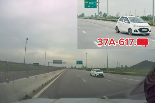 Hình ảnh ô tô chạy ngược chiều trên cao tốc Nghi Sơn - Diễn Châu.
