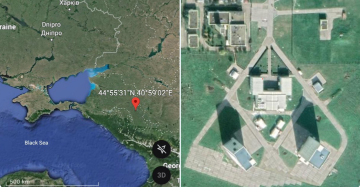 Vị trí đài radar ở ở Armavir so với tiền tuyến phía đông Ukraine.