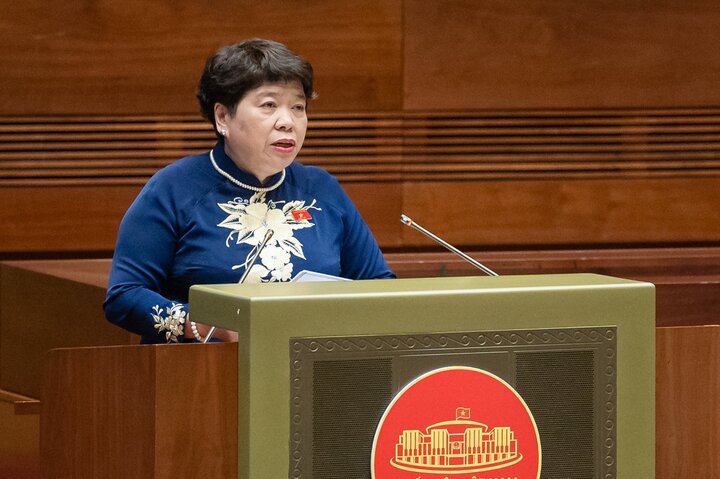 Chủ nhiệm Ủy ban Xã hội của Quốc hội Nguyễn Thúy Anh phát biểu.