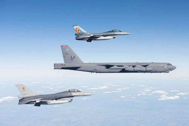 Hình ảnh máy bay quân sự NATO tập trận hạt nhân thường niên. (Ảnh: Brussels Times)