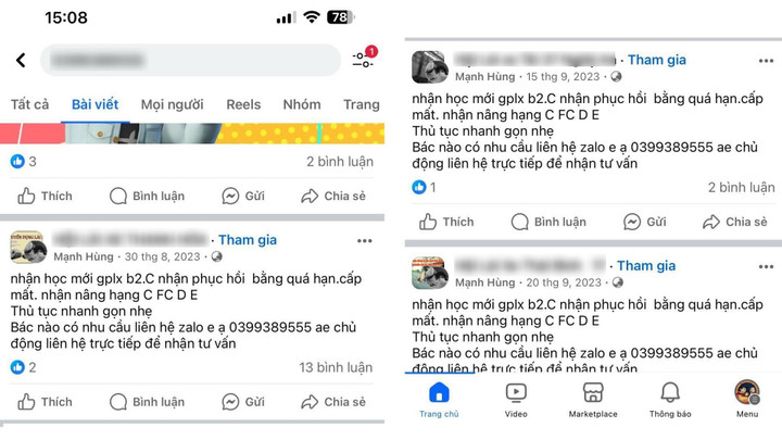 Các bài viết đối tượng Hùng đăng tải lên mạng xã hội để lừa đảo, chiếm đoạt tài sản