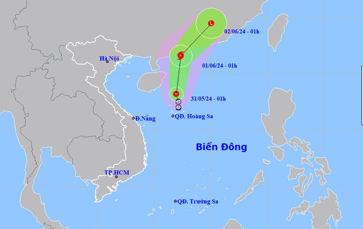 Dự báo đường đi của áp thấp nhiệt đới. (Nguồn: NCHMF)